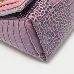 Baldinini Purple/Pink Alligator Top Handle Bag