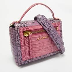 Baldinini Purple/Pink Alligator Top Handle Bag