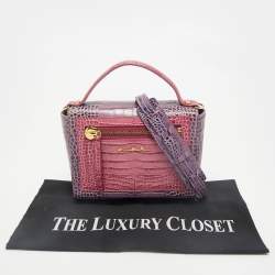 Baldinini Purple/Pink Alligator Top Handle Bag