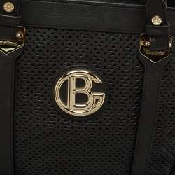 Pre Owned Baldinini Black Perforated Leather Logo Tote