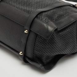 Pre Owned Baldinini Black Perforated Leather Logo Tote