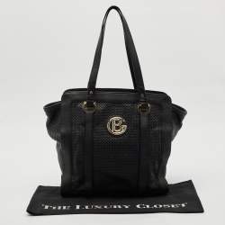 Pre Owned Baldinini Black Perforated Leather Logo Tote