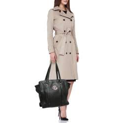 Pre Owned Baldinini Black Perforated Leather Logo Tote