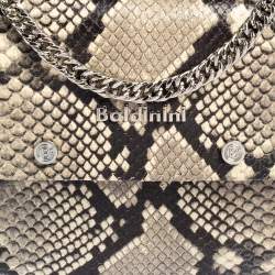Baldinini White/Grey Python Embossed Leather and Leather Crossbody Bag