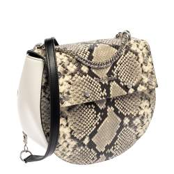Baldinini White/Grey Python Embossed Leather and Leather Crossbody Bag