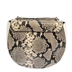 Baldinini White/Grey Python Embossed Leather and Leather Crossbody Bag