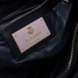 Baldinini Black Leather Top Zip Tote