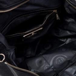 Baldinini Black Leather Top Zip Tote