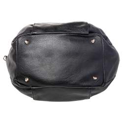 Baldinini Black Leather Top Zip Tote
