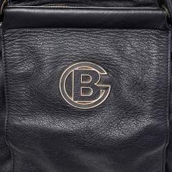 Baldinini Black Leather Top Zip Tote
