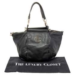 Baldinini Black Leather Top Zip Tote