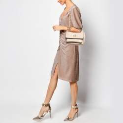 Baldinini Beige Leather Studded Flap Shoulder Bag