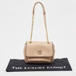 Baldinini Beige Leather Studded Flap Shoulder Bag