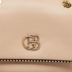 Baldinini Beige Leather Studded Flap Shoulder Bag