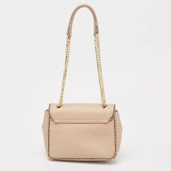Baldinini Beige Leather Studded Flap Shoulder Bag