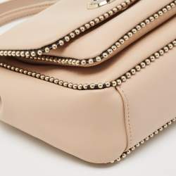 Baldinini Beige Leather Studded Flap Shoulder Bag