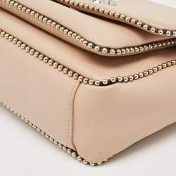 Baldinini Beige Leather Studded Flap Shoulder Bag