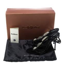 Pre Owned Baldinini Black Braided Satin Crystal Embellished Ankle Strap Sandals Size 36