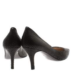 Baldinini Black Python Embossed Leather Pointed Toe Pumps Size 40