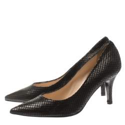 Baldinini Black Python Embossed Leather Pointed Toe Pumps Size 40