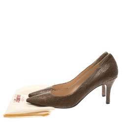 Baldinini Brown Python Embossed Leather Pointed Toe Pumps Size 40