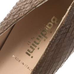 Baldinini Brown Python Embossed Leather Pointed Toe Pumps Size 40