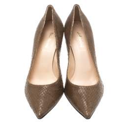 Baldinini Brown Python Embossed Leather Pointed Toe Pumps Size 40