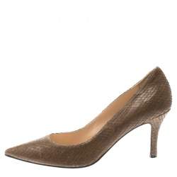 Baldinini Brown Python Embossed Leather Pointed Toe Pumps Size 40