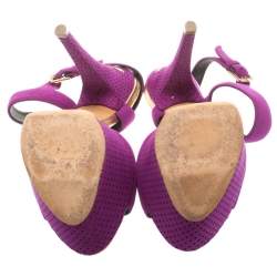 Baldinini Purple Suede Open Toe Ankle Strap Platform Sandals Size 36