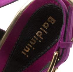 Baldinini Purple Suede Open Toe Ankle Strap Platform Sandals Size 36