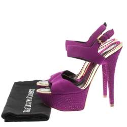 Baldinini Purple Suede Open Toe Ankle Strap Platform Sandals Size 36