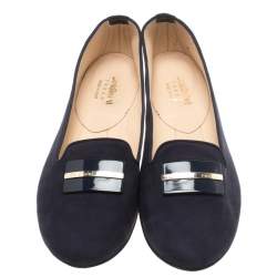 Baldinini Navy Blue Nubuck Smoking Slippers Size 41