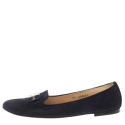 Baldinini Navy Blue Nubuck Smoking Slippers Size 41