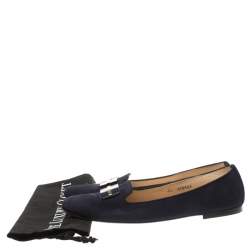 Baldinini Navy Blue Nubuck Smoking Slippers Size 41