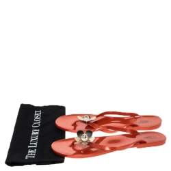 Baldinini Orange Flower Embellished Jelly Thong Flats Size 41
