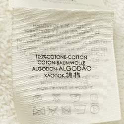 Pre Owned Balenciaga White Logo Detail Cotton Tennis Spugna Scarf 