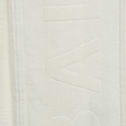 Pre Owned Balenciaga White Logo Detail Cotton Tennis Spugna Scarf 