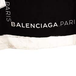 Balenciaga Black & White Logo Print Silk Scarf