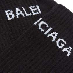 Pre Owned Balenciaga Back Logo Jacquard Cotton Blend Tennis Socks