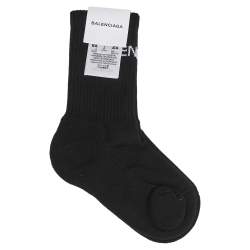 Pre Owned Balenciaga Back Logo Jacquard Cotton Blend Tennis Socks