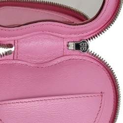 Balenciaga Pink Leather Cash Heart Mirror Case