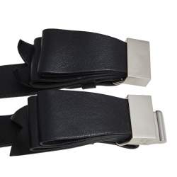 Pre Owned Balenciaga Black Leather Multi Bow Waist Belt 80CM