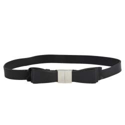 Pre Owned Balenciaga Black Leather Multi Bow Waist Belt 80CM