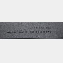 Pre Owned Balenciaga Black Leather BB Buckle Belt 90CM