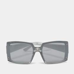 Balenciaga Silver/Black Tinted BB0081S Squared Sunglasses