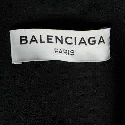 Pre Owned بنطلون بالنسياغا بكسرات الخصر عالية وتفاصيل قلاب أسود م�قاس وسط