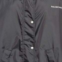 Pre Owned Balenciaga Black Synthetic Oversized Hooded Parka Jacket S