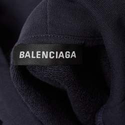 Pre Owned Balenciaga Navy Blue Political Campaign Print Cotton Oversized Hoodie M
