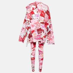 Balenciaga Multicolor Graphic Print Knit Top and Leggings Set XL