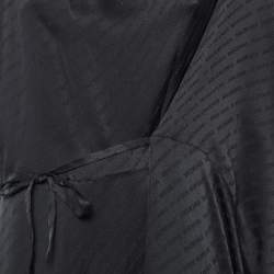 Pre Owned Balenciaga Black Monogram Satin Silk Asymmetric Midi Dress M